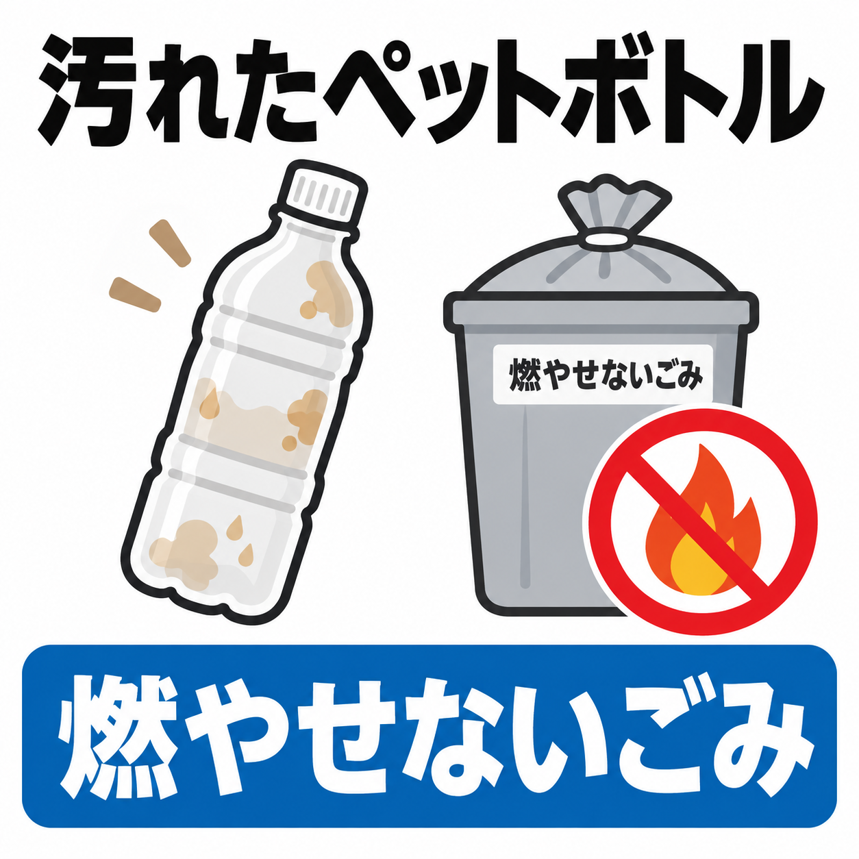 汚れたペットボトルは燃やせないごみ